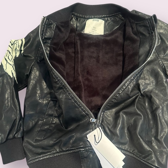 Kids Little King Black Faux Leather Jacket Wing Design Harley Davidson Patch - Picture 6 of 11